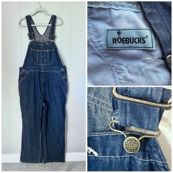 Roebucks Denim Overall Vintage Workwear Men’s 42x30 Rugged Authentic Sears